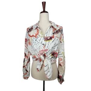 CHICO'S 100% Linen French Martinique Print Shirt - Chico's Size 2 - M (12)